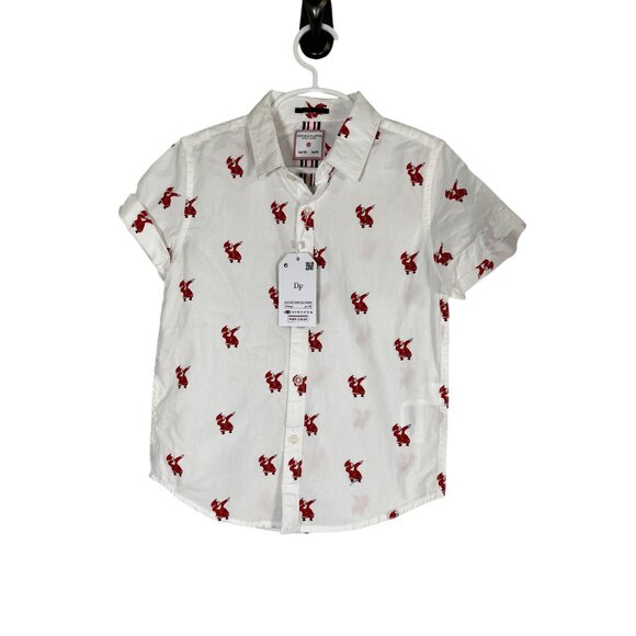 Christmas Shirt Kid 5 White Santa Festive Holiday Preppy Classic Retro Neutral - Picture 1 of 9